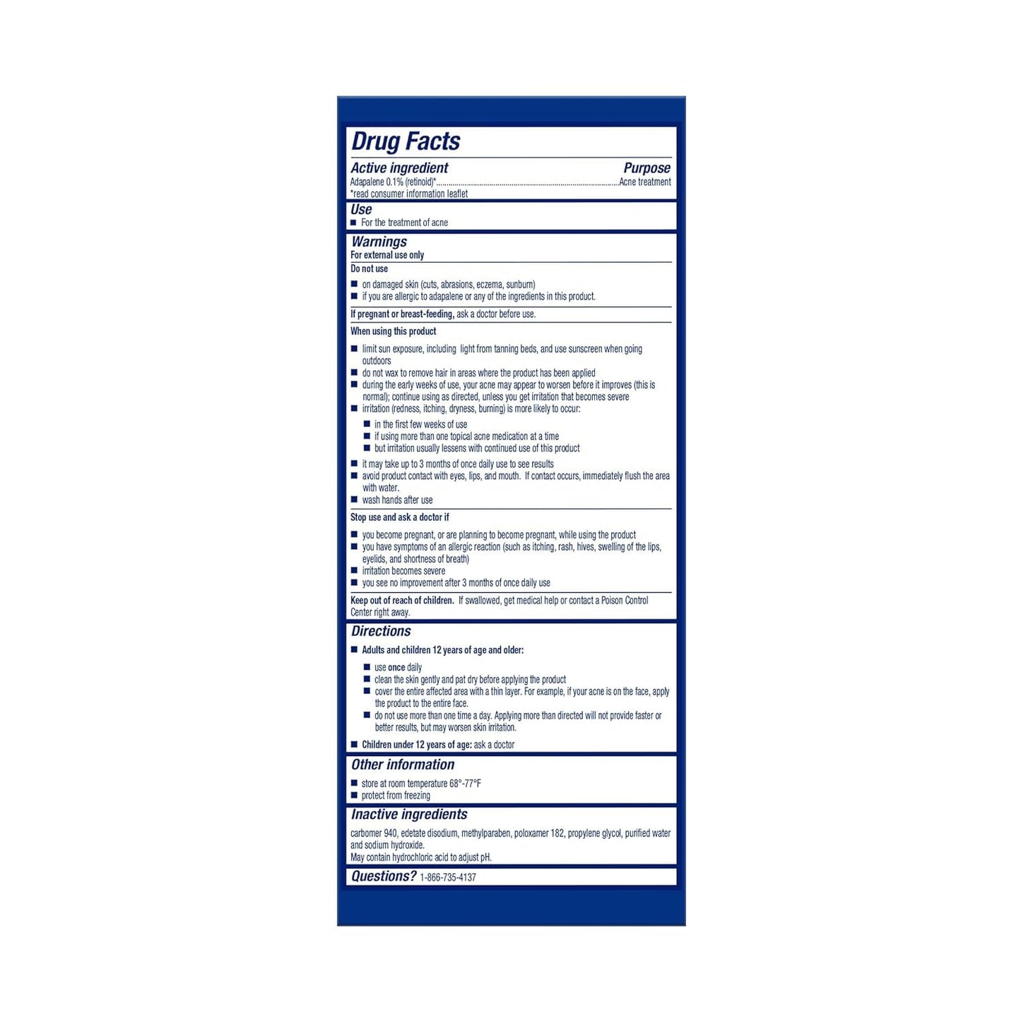 Differin Acne Treatment Gel, 30 Day Supply, Retinoid Treatment for Face with 0.1% Adapalene, Gentle Skin Care for Acne Prone Sensitive Skin, 15g Tube (Packaging May Vary)