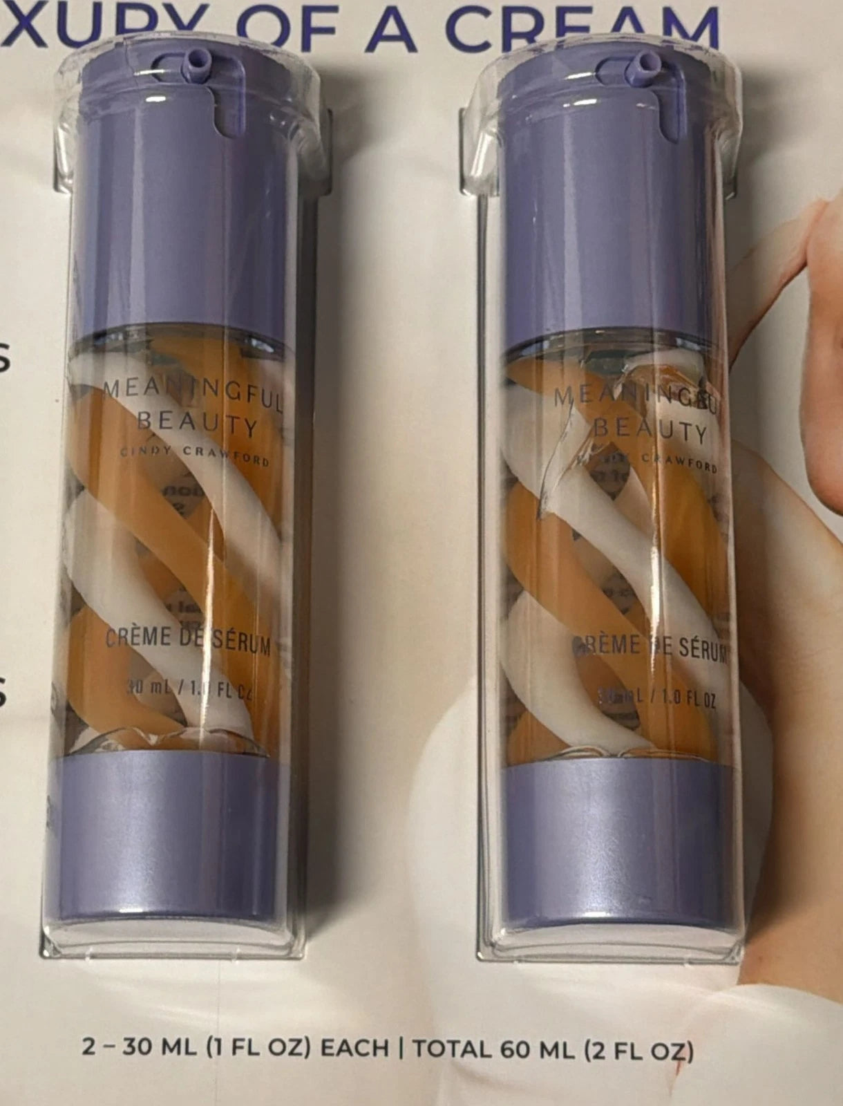 Meaningful Beauty Cindy Crawford 2-in-1 Crème De Serum – 2 Pack (1 fl oz Each)