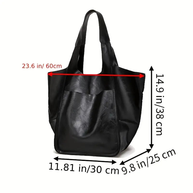 Women PU Leather Handbags Tote Bag Soft Retro Designer Large Capacity