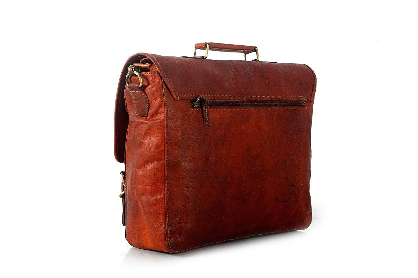 Men's Genuine Leather Vintage Laptop Push Lock Briefcase Bag Satchel Messenger