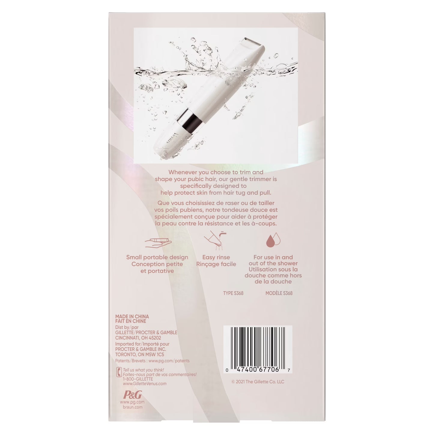 Venus for Pubic Hair & Skin Gentle Trimmer + 1 Attachment Comb