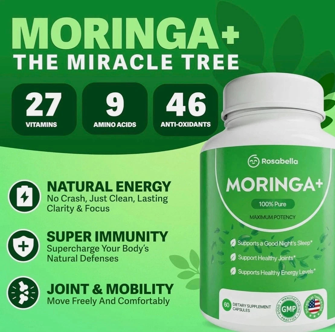 Moringa Powder Capsules Pure Nutrient-Rich Moringa Powder A Natural Green