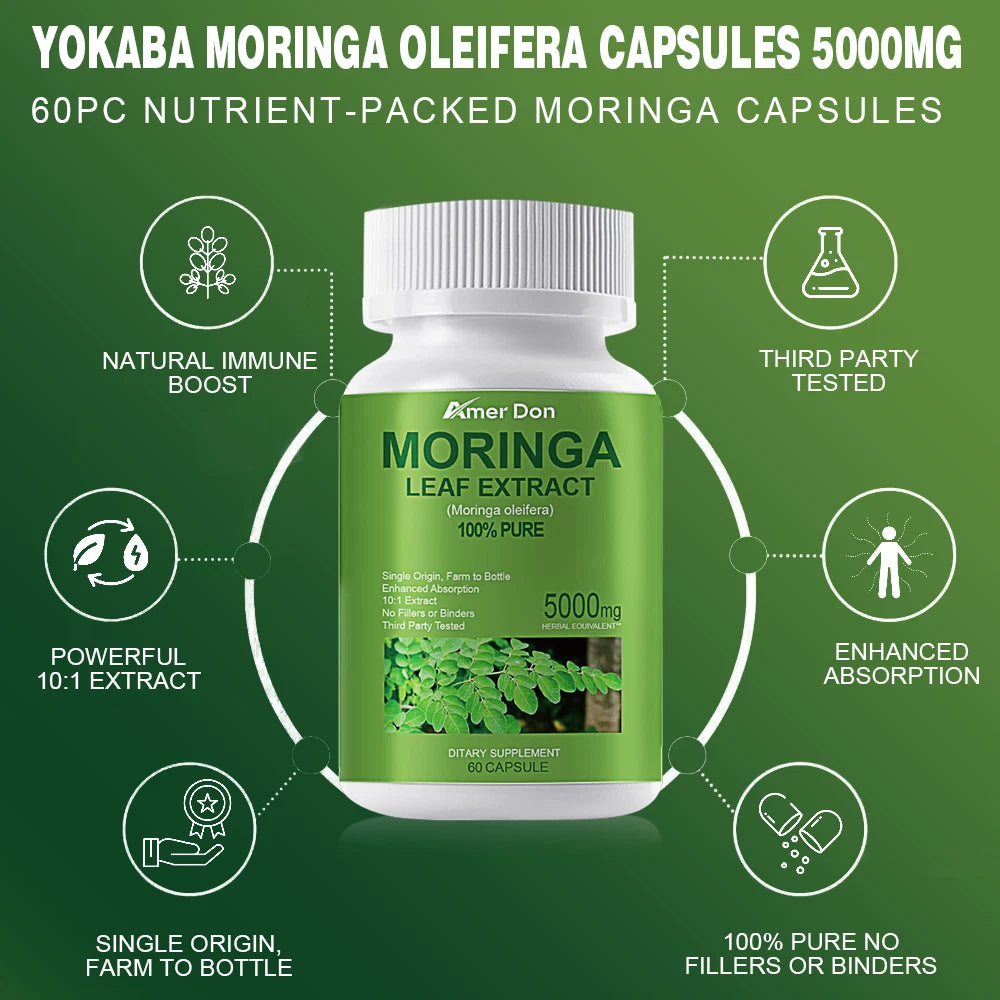 Organic Moringa Capsules - 5000mg Per Serving of Natural Pure Moringa Leaf
