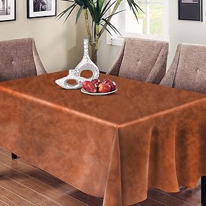Linkidea Vegan Leather Table Cloth, Outdoor Camping Table Cover, 85" x 55" Wipeable Rectangle Dining Table Pads Protector for Coffee Table, Dining Room Table