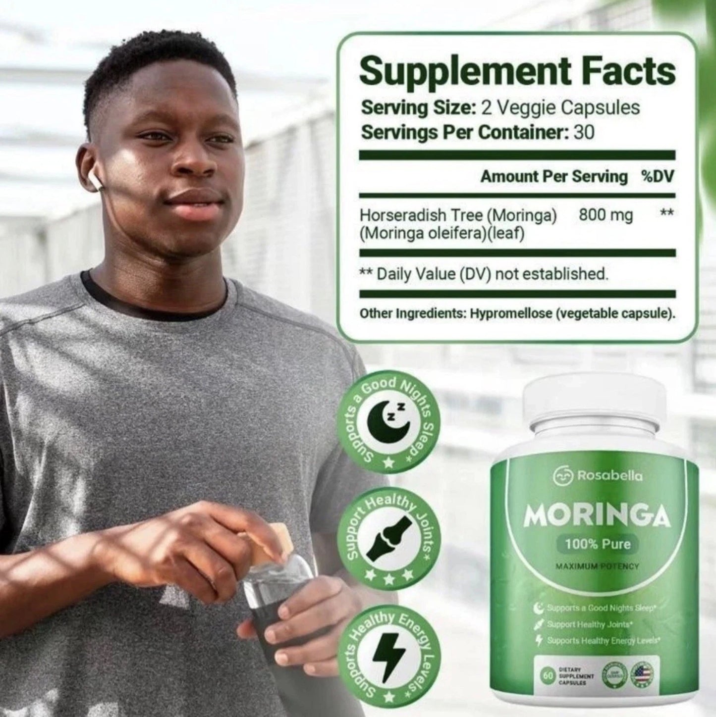 Rosabella Moringa+ nutrient-rich daily wellness superfood supplement