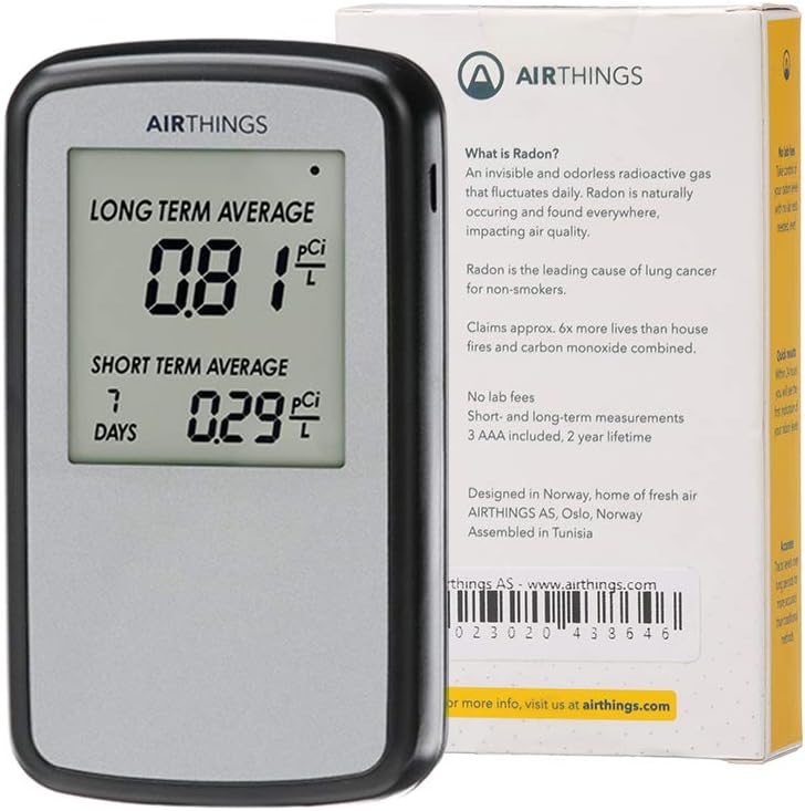 Airthings Corentium Home Digital Radon Gas Detector Battery Powered Indoor Monitor