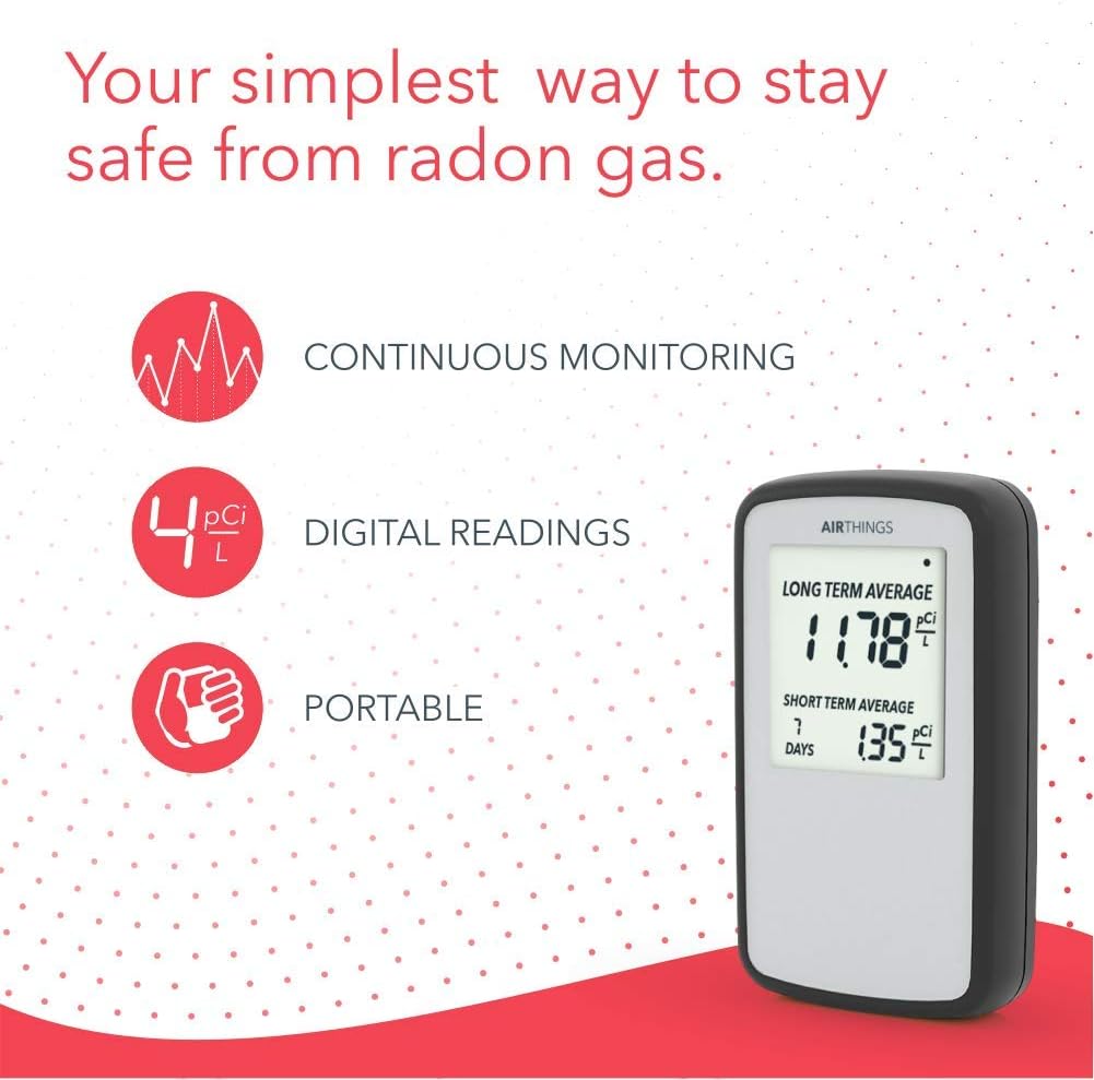 Airthings Corentium Home Digital Radon Gas Detector Battery Powered Indoor Monitor