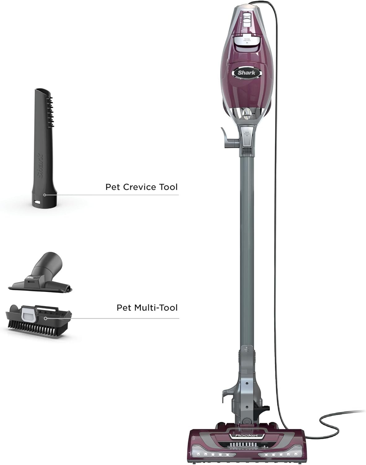 Shark Rocket DeluxePro Corded Stick Vacuum HV322 – Lightweight Pet Hair Vacuum with LED Headlights, XL Dust Cup & Handheld Conversion