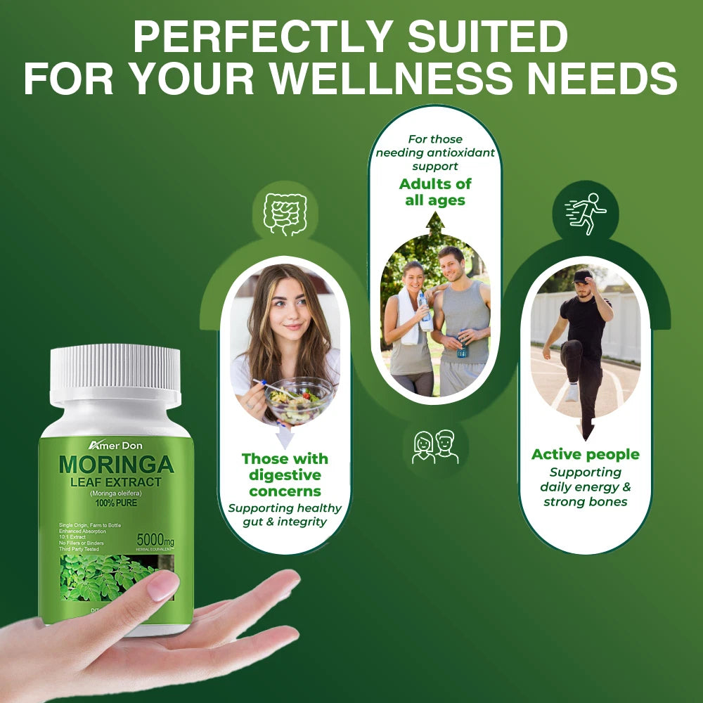 Moringa 5000mg herbal capsules for natural wellness support