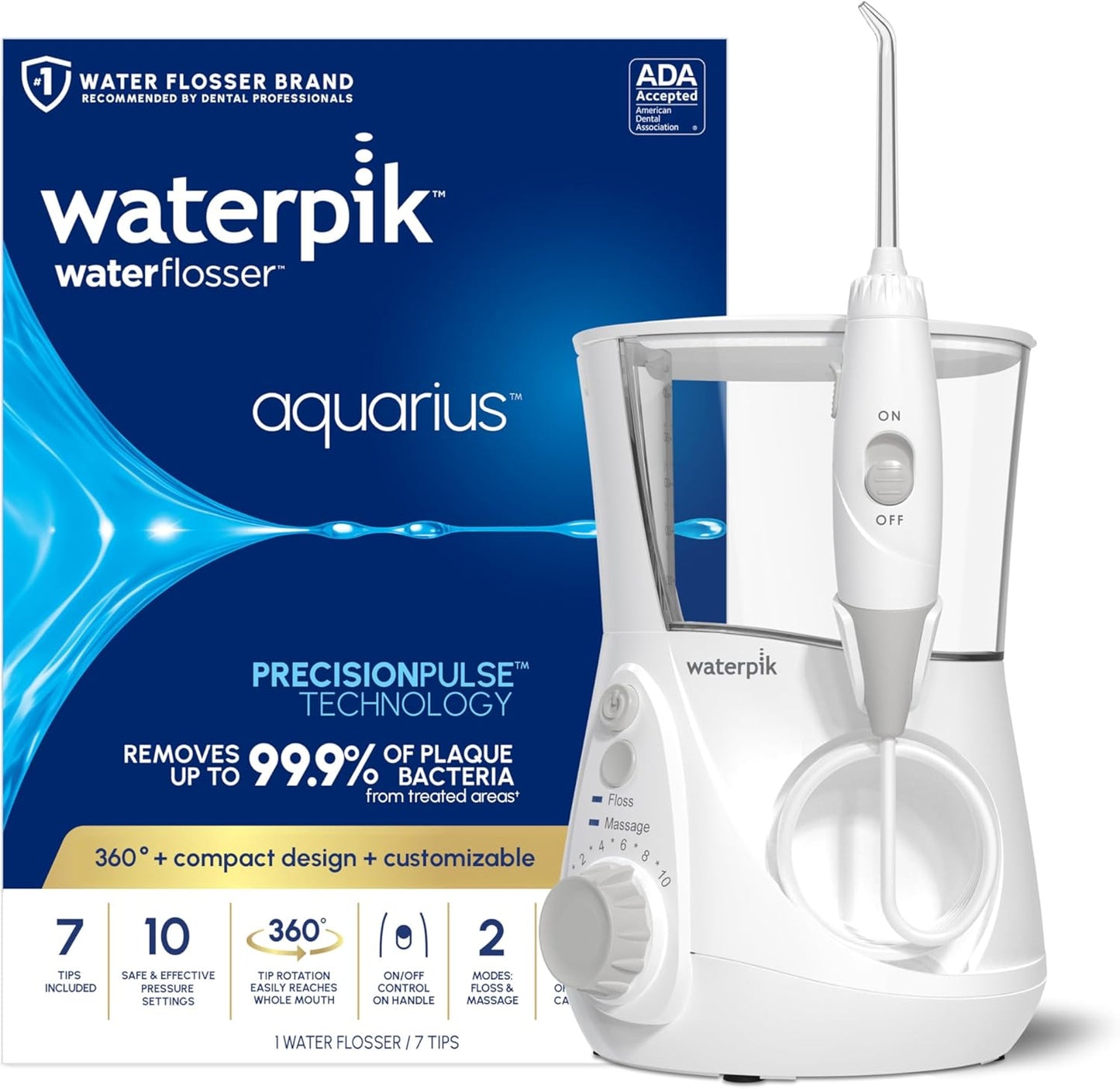 Waterpik Aquarius Water Flosser WP-660 – Professional Dental Oral Irrigator White
