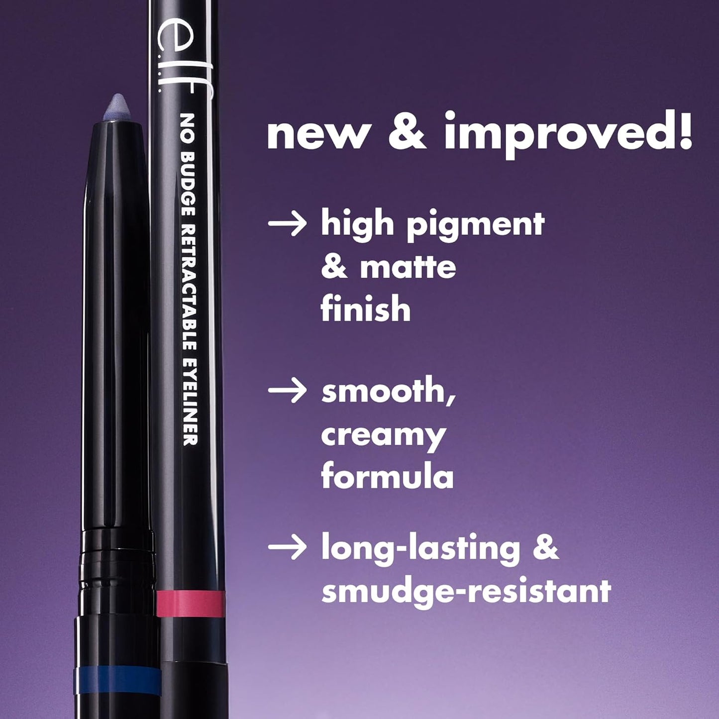 e.l.f. No Budge Retractable Eyeliner, Creamy, Ultra-Pigmented & Waterproof, Creates Bold & Defined Lines, Vegan & Cruelty-Free