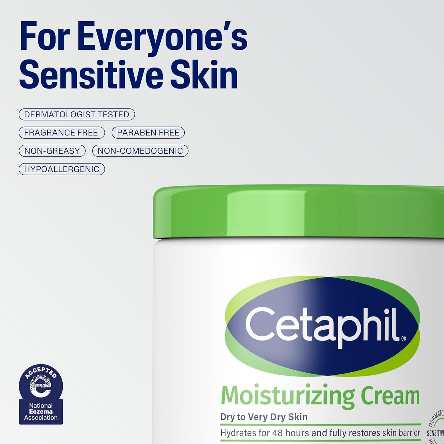 Cetaphil Face & Body Moisturizer, Hydrating Moisturizing Cream for Dry to Very Dry, Sensitive Skin, NEW 20 oz, Fragrance Free, Non-Comedogenic, Non-Greasy