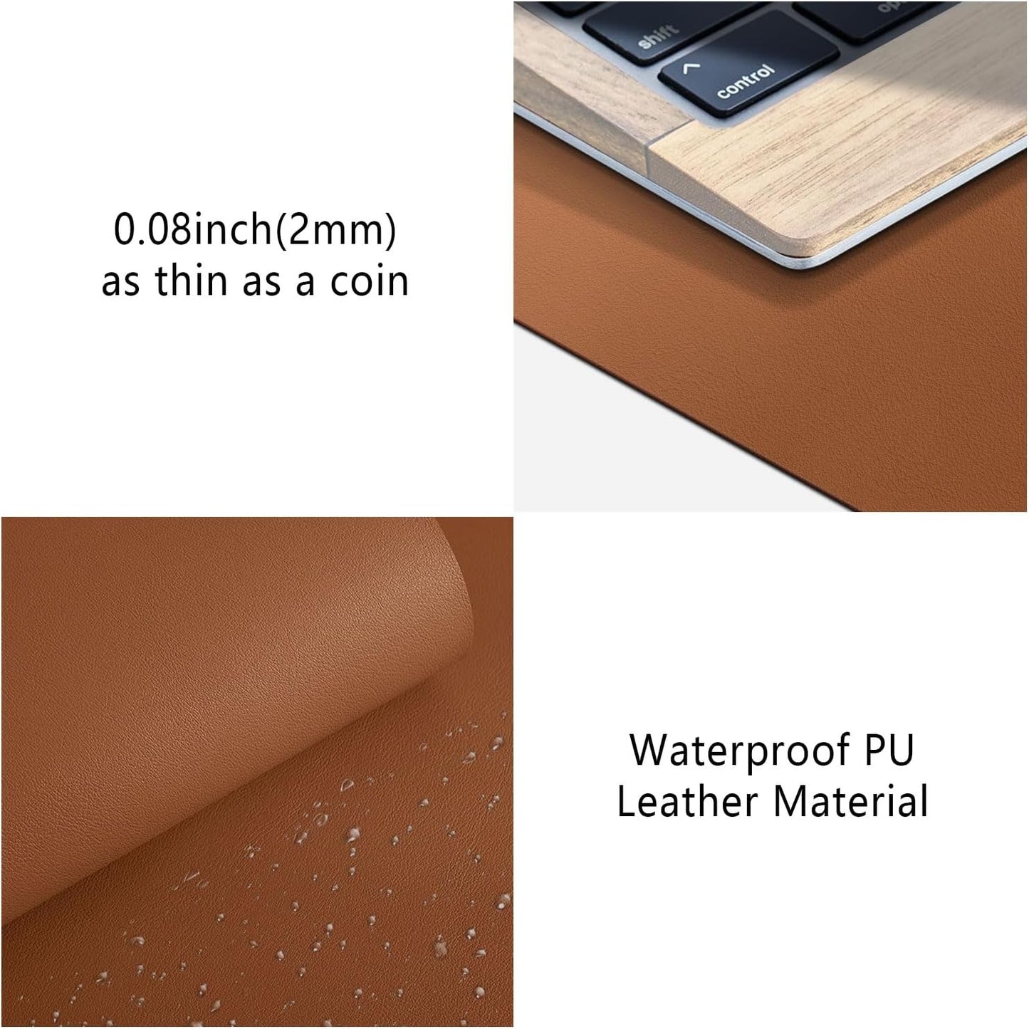 Leather Desk Pad Protector, Mouse Pad, Non-Slip Computer Mat for Desk, PU Leather Office Desk Mat for Home & Office, Waterproof Laptop Desk Blotter Pad for Keyboard and Mouse