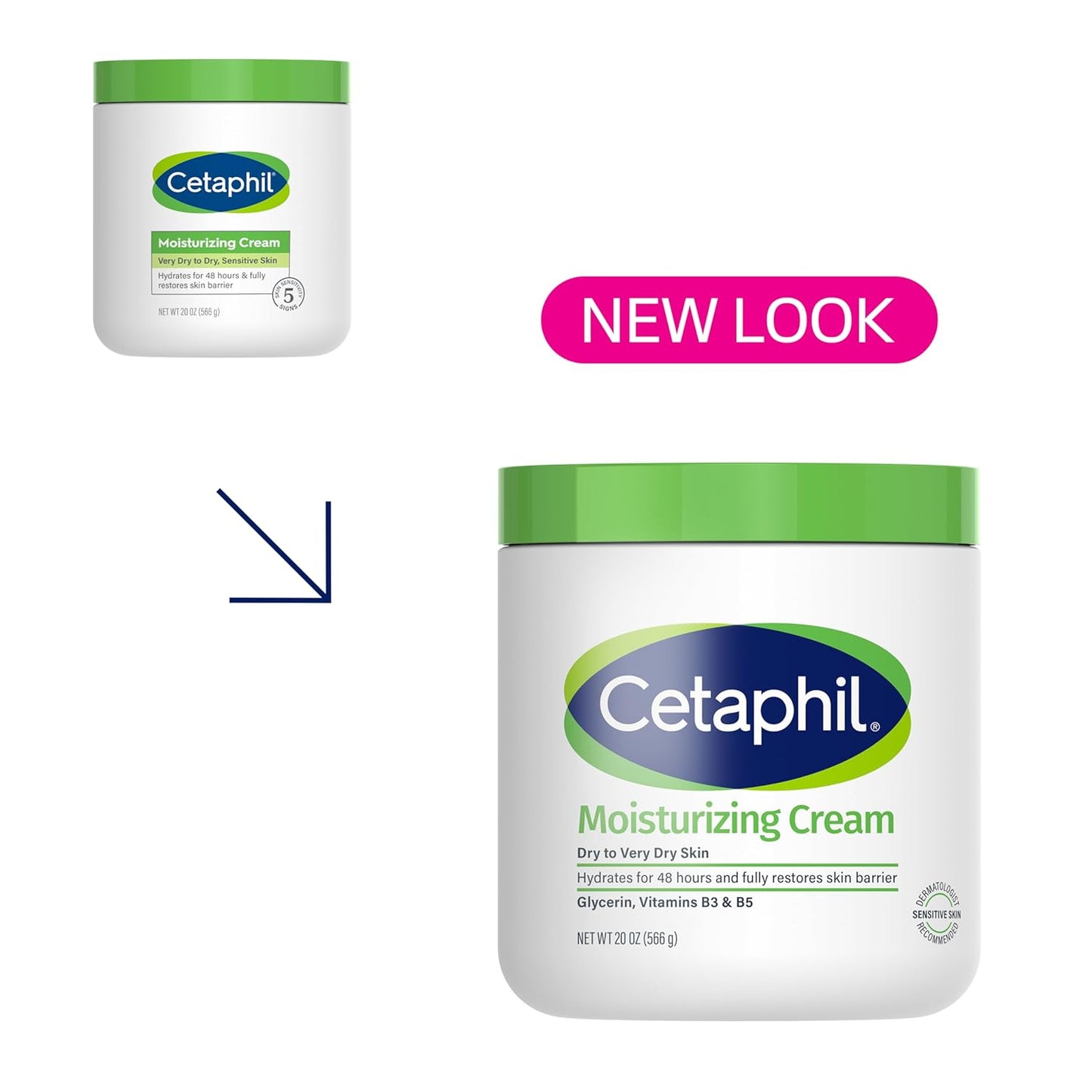 Cetaphil Face & Body Moisturizer, Hydrating Moisturizing Cream for Dry to Very Dry, Sensitive Skin, NEW 20 oz, Fragrance Free, Non-Comedogenic, Non-Greasy