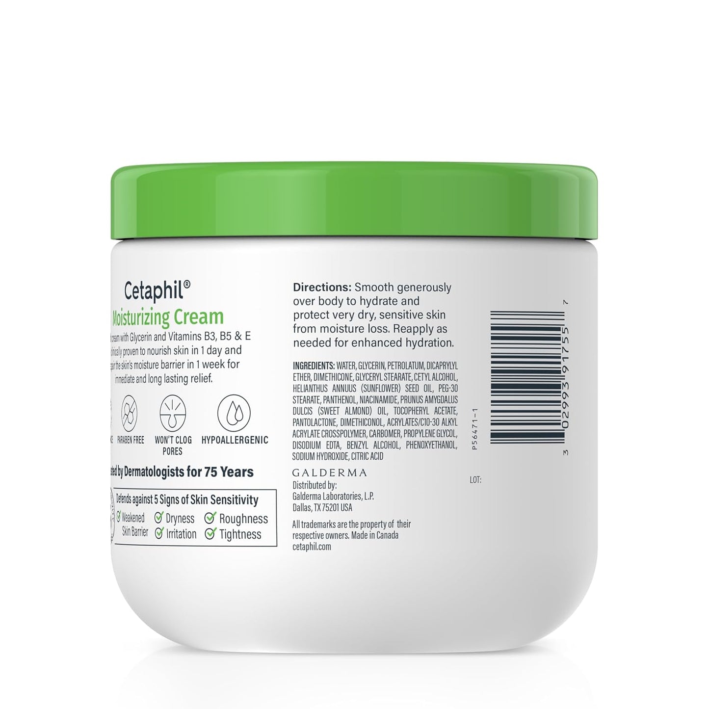 Cetaphil Face & Body Moisturizer, Hydrating Moisturizing Cream for Dry to Very Dry, Sensitive Skin, NEW 20 oz, Fragrance Free, Non-Comedogenic, Non-Greasy