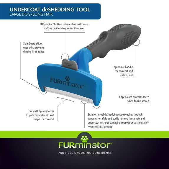 FURminator Undercoat deShedding Tool for Large Dogs with Long Hair