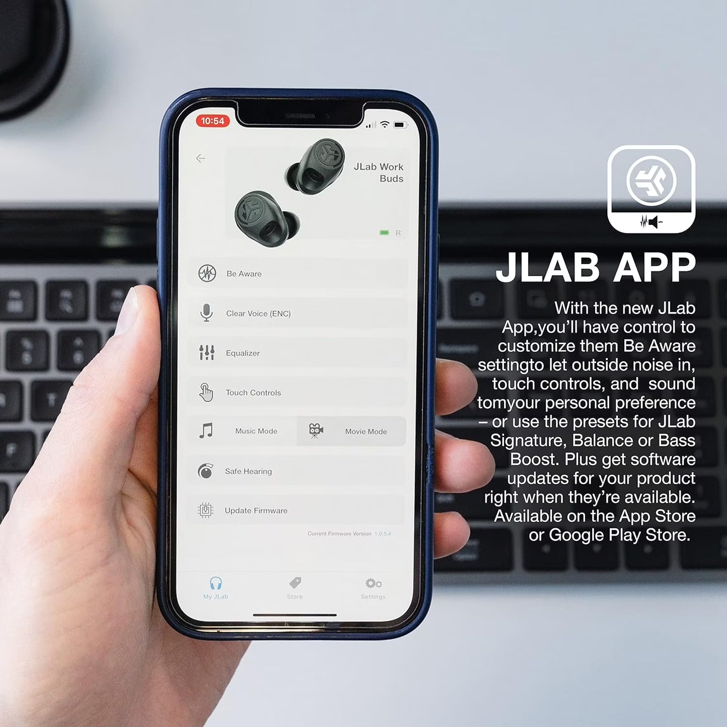 JLab Work Buds True Wireless Earbuds with Boom Mic – Black