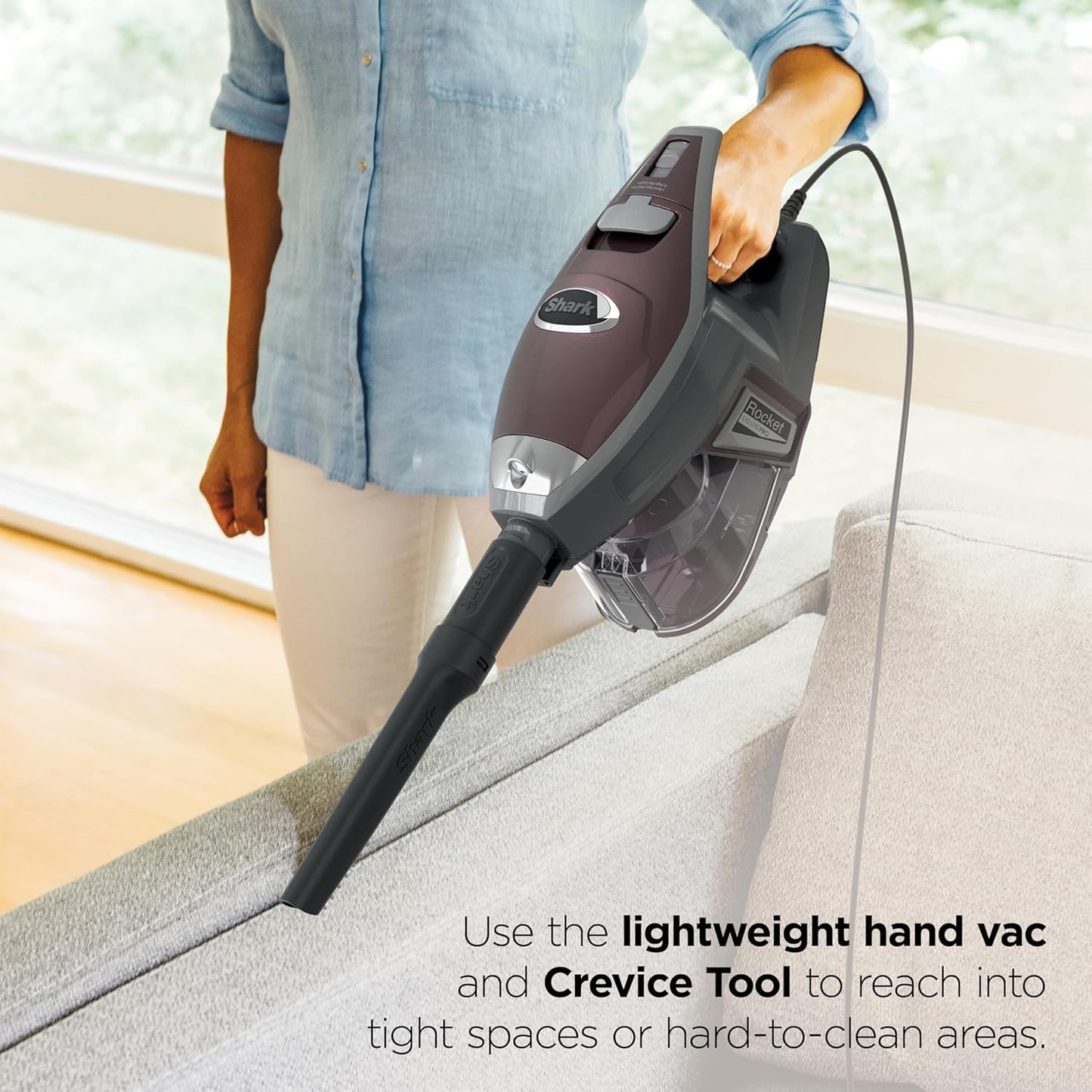 Shark Rocket DeluxePro Corded Stick Vacuum HV322 – Lightweight Pet Hair Vacuum with LED Headlights, XL Dust Cup & Handheld Conversion