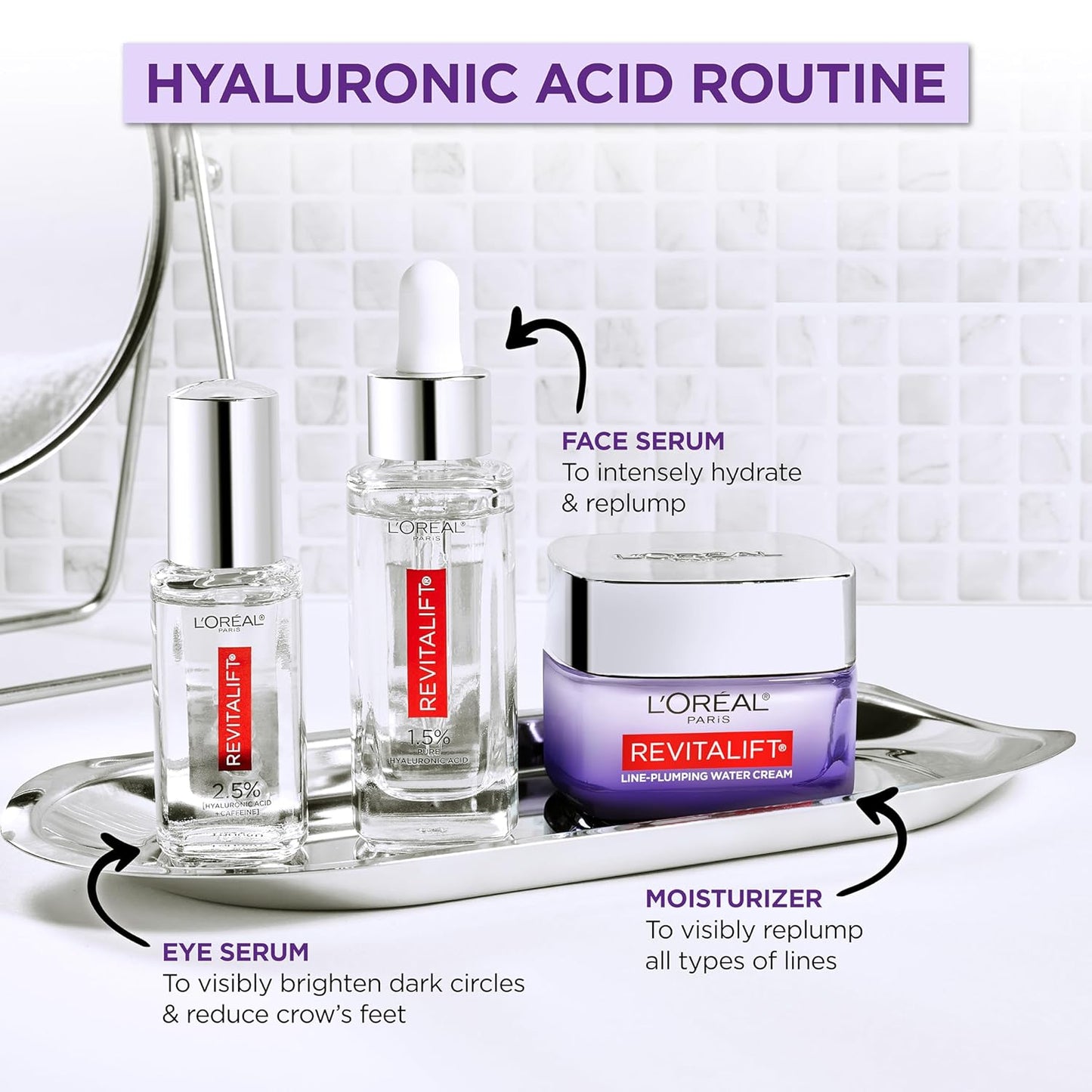 Loreal Revitalift Hyaluronic Acid Serum 1.5% Pure 0.5fl oz 15ml.