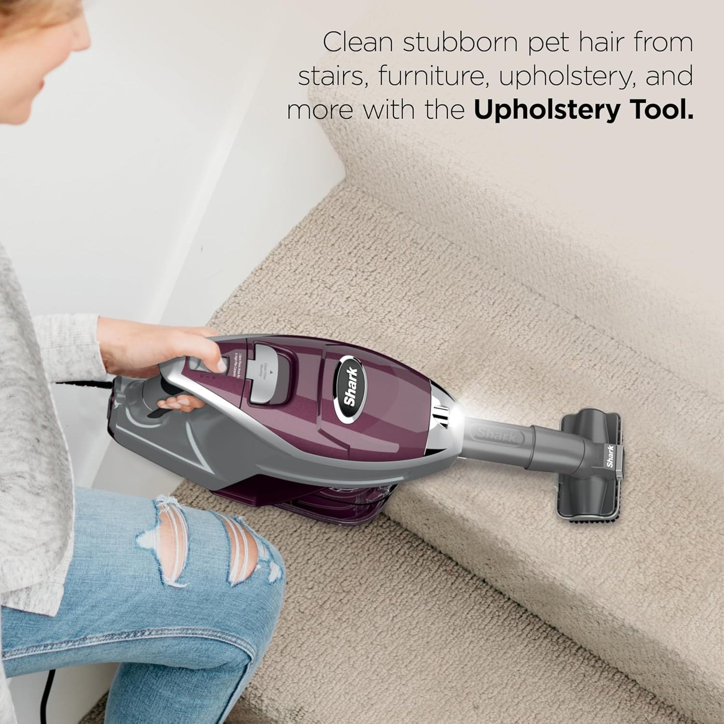 Shark Rocket DeluxePro Corded Stick Vacuum HV322 – Lightweight Pet Hair Vacuum with LED Headlights, XL Dust Cup & Handheld Conversion