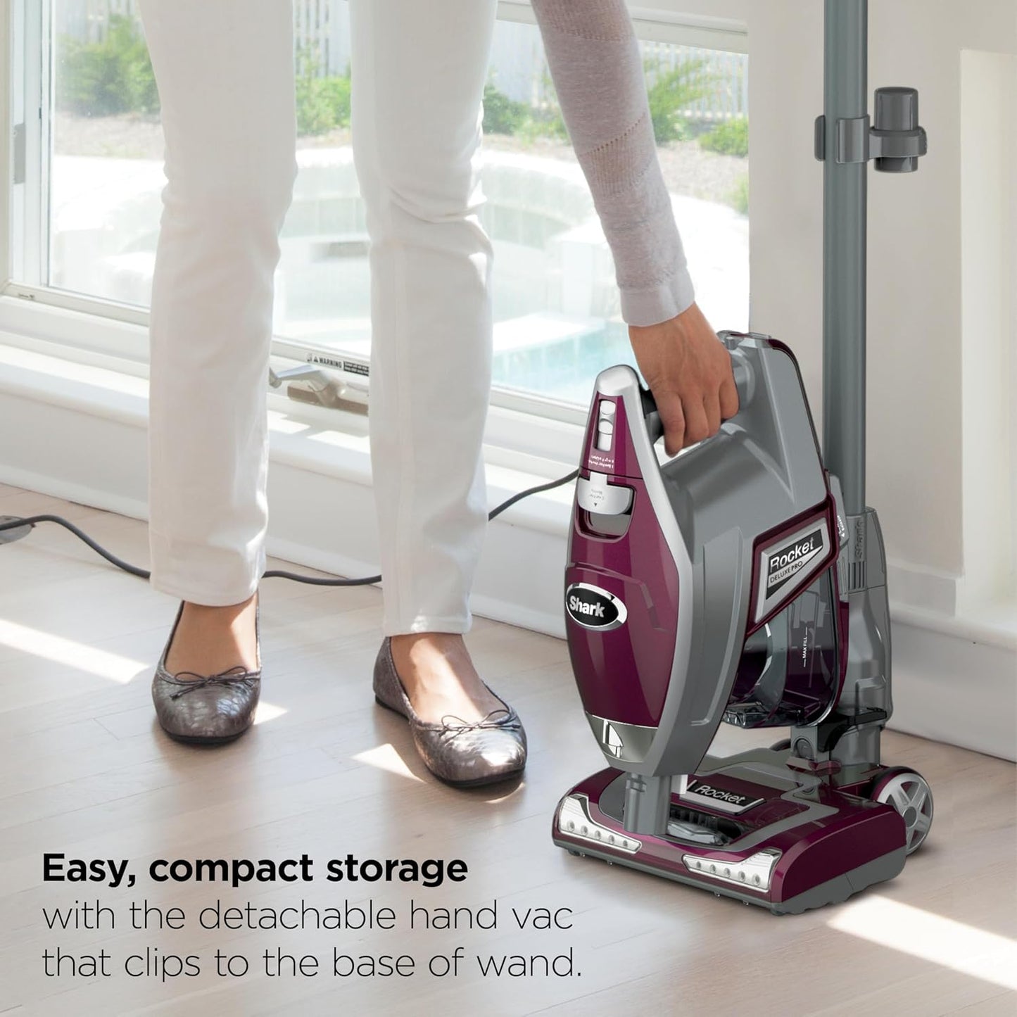 Shark Rocket DeluxePro Corded Stick Vacuum HV322 – Lightweight Pet Hair Vacuum with LED Headlights, XL Dust Cup & Handheld Conversion