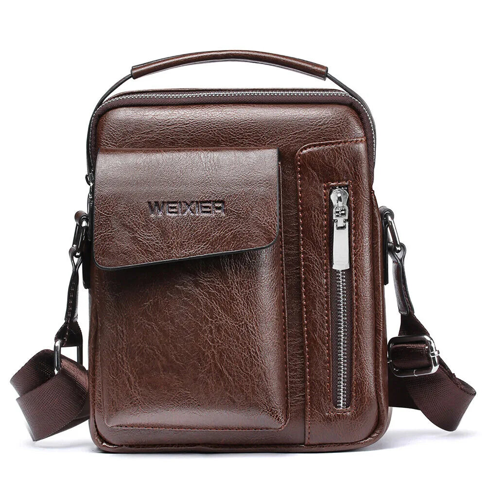 Men's PU Leather Messenger Bag Waterproof Handbag Cross Body Tote Shoulder Satchel