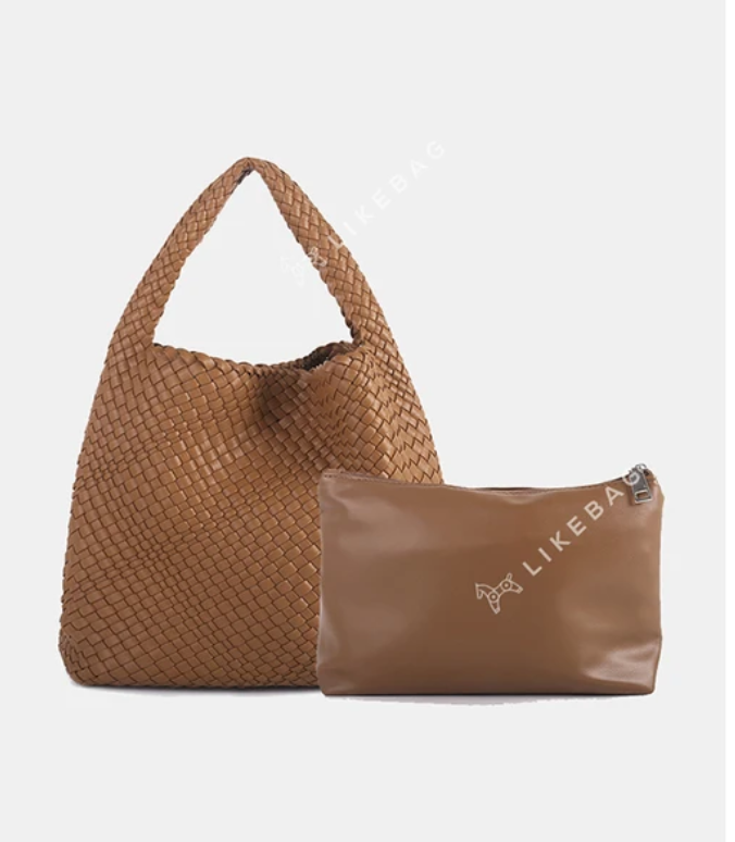 LIKEBAG Fashion Ladies Original Hand Woven Handbag PU Leather Woven Women Large Capacity Tote Bag With Small Bag