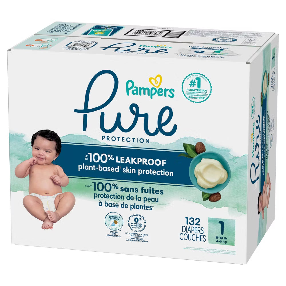 Pampers Pure Protection Diapers Size 1 – 132 Count Super Pack