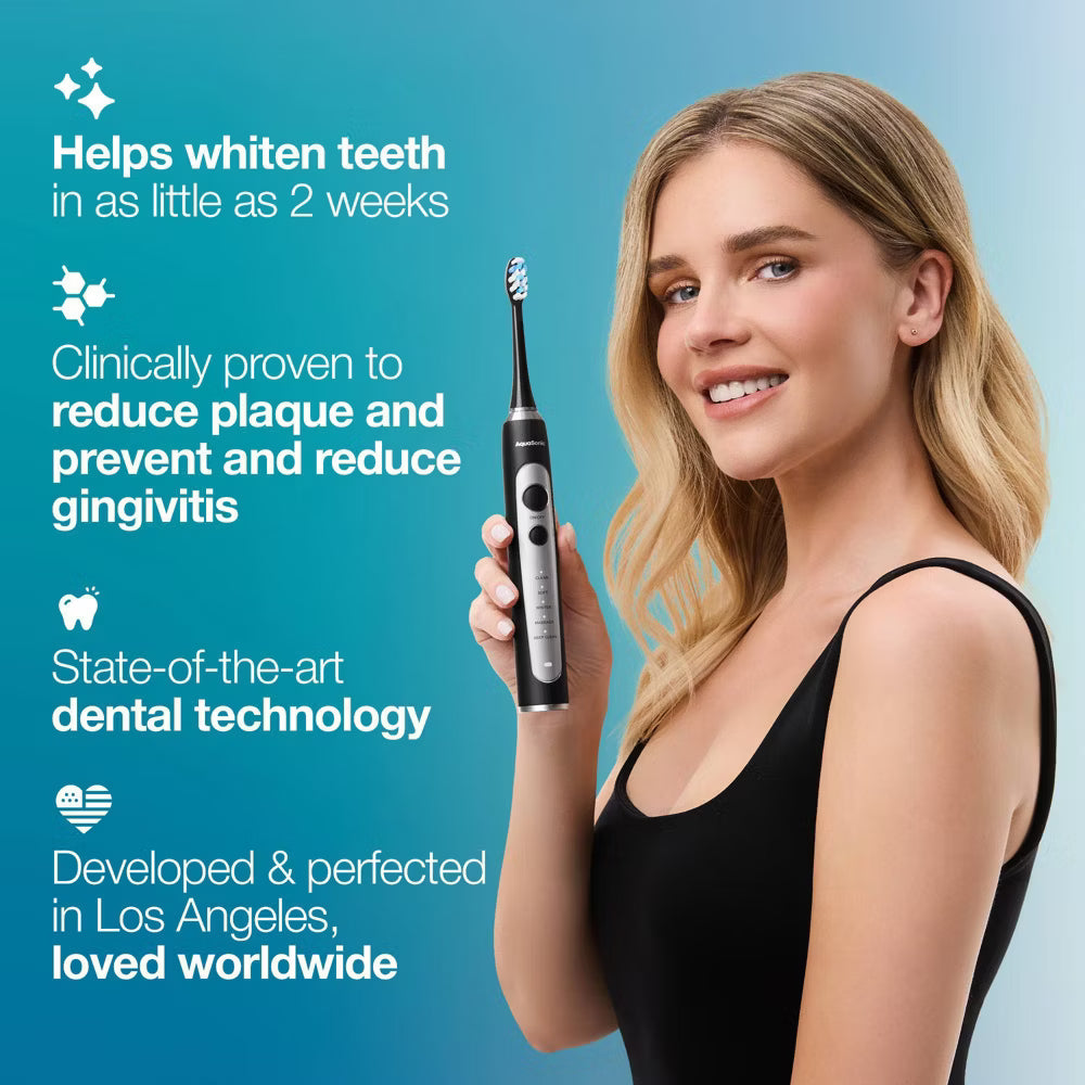 Aquasonic Precision Rechargeable Electric Toothbrush with 4 Brush Heads and