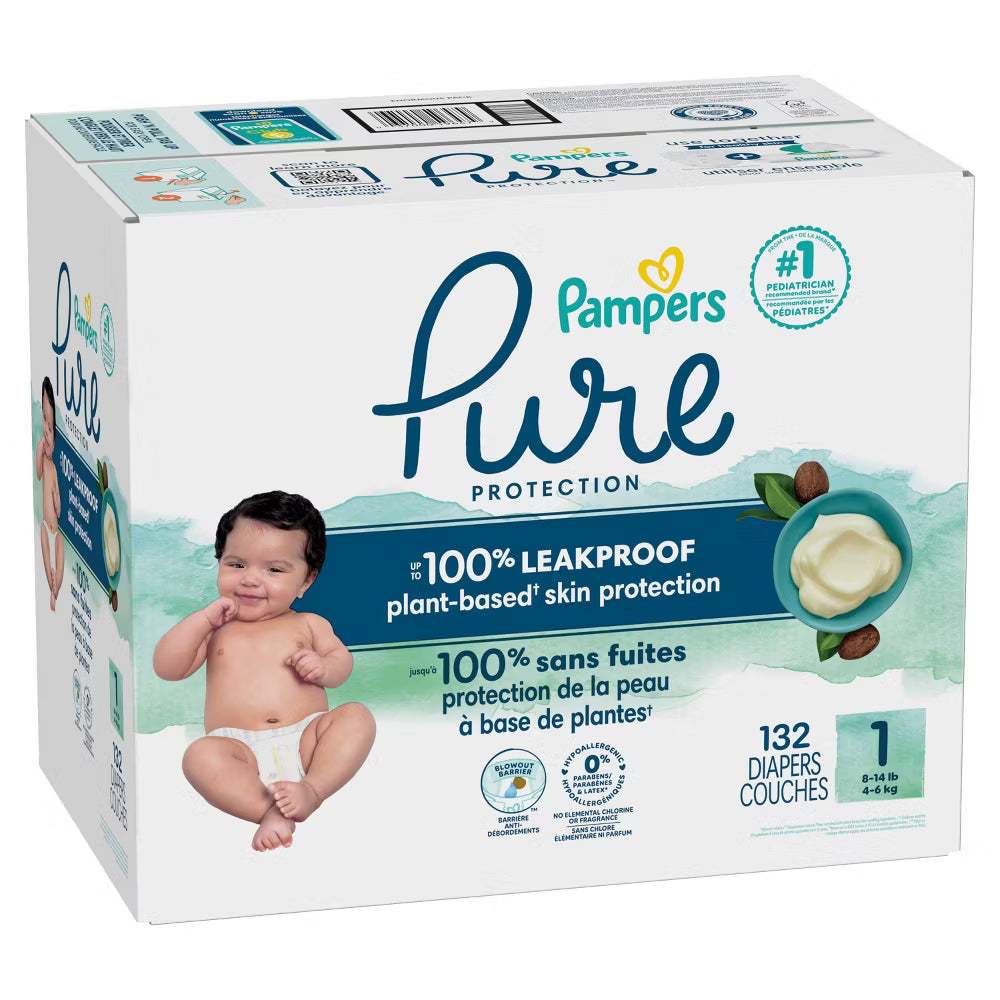 Pampers Pure Protection Diapers Size 1 – 132 Count Super Pack