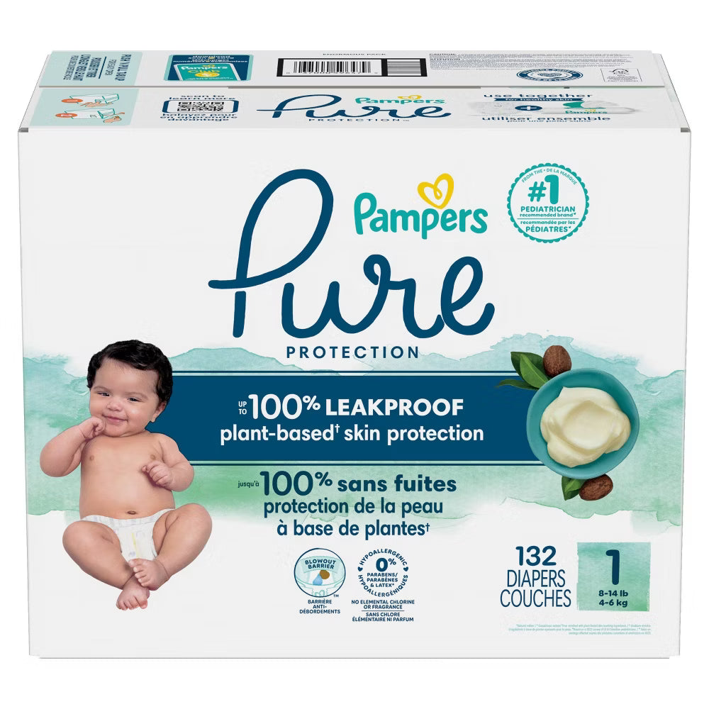 Pampers Pure Protection Diapers Size 1 – 132 Count Super Pack