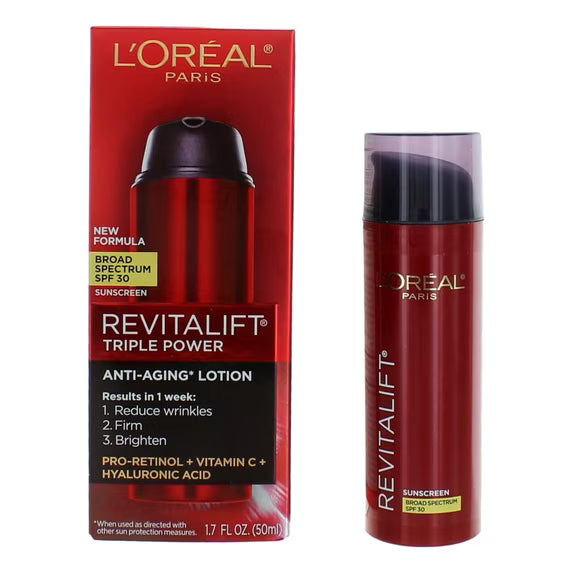 L'Oreal Revitalift Triple Power Anti-Aging Lotion Sunscreen SPF 30 1.7oz./50ml