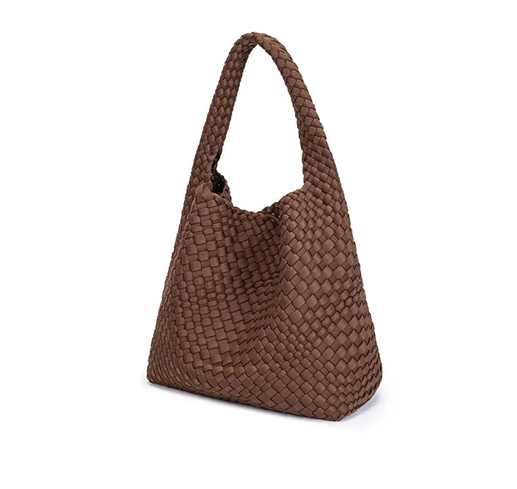 Neoprene Leather Woven Underarm Bag Pure Hand-woven Bags Basket Design Large Capacity Shoulder Bag Commuter Classic Handbag