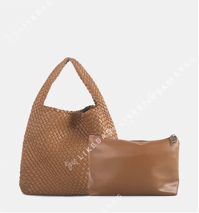 LIKEBAG Fashion Ladies Original Hand Woven Handbag PU Leather Woven Women Large Capacity Tote Bag With Small Bag