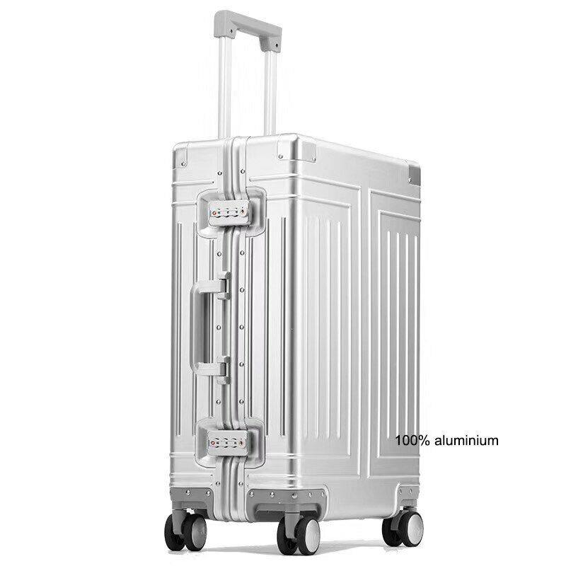 Aluminum Travel Suitcase Hard Trolly Case New Aluminium Luggage 20"24"26"29" Inc