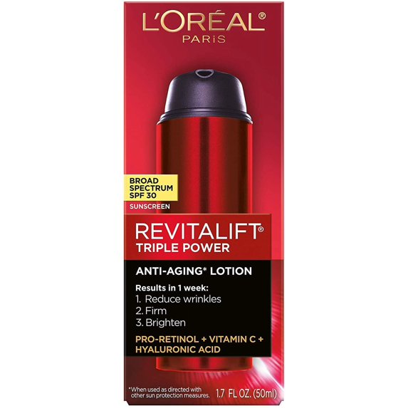 L'Oreal Revitalift Triple Power Anti-Aging Lotion Sunscreen SPF 30 1.7oz./50ml