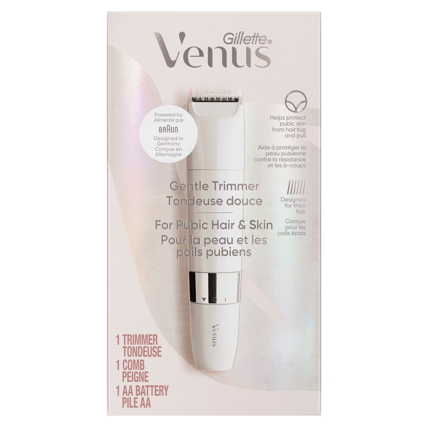 Venus for Pubic Hair & Skin Gentle Trimmer + 1 Attachment Comb