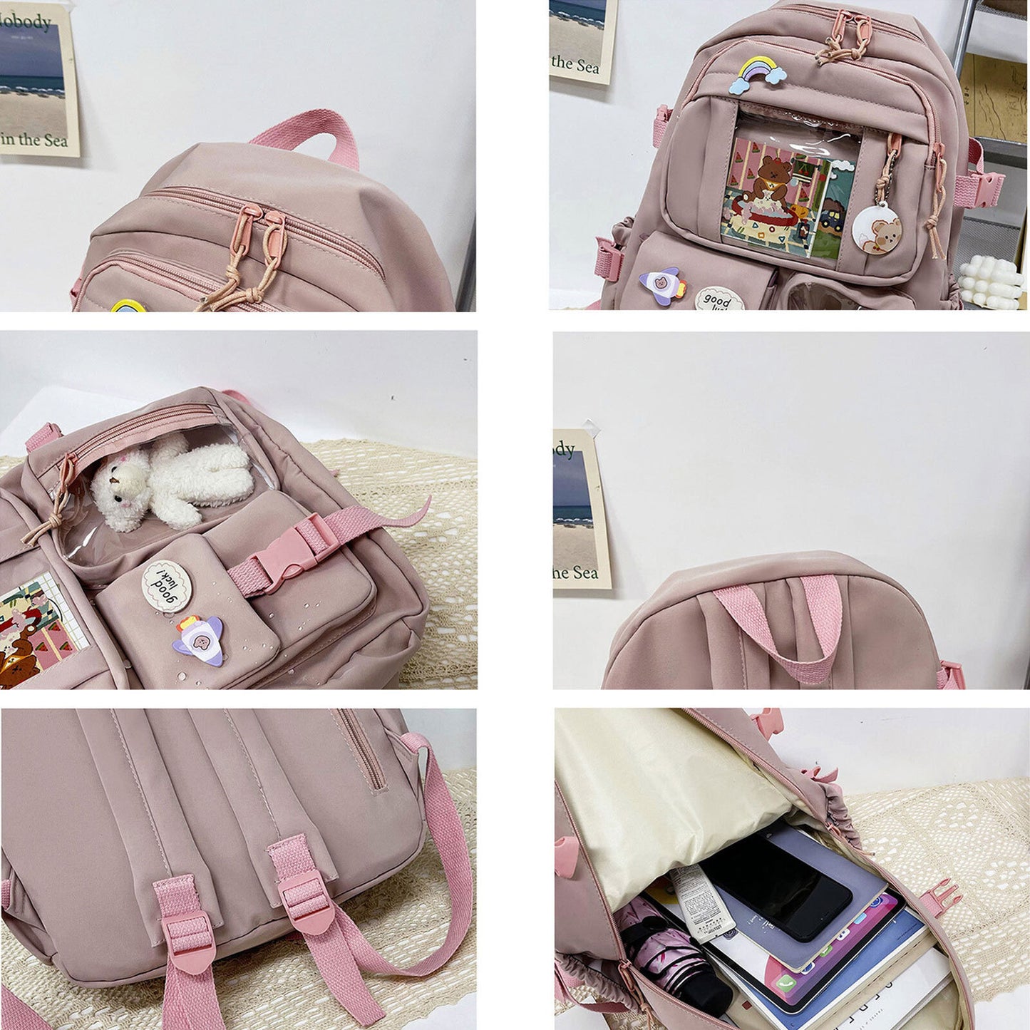 Teens School Backpack Kawaii Cute Bear College Travel Casual Bag for Girls Women