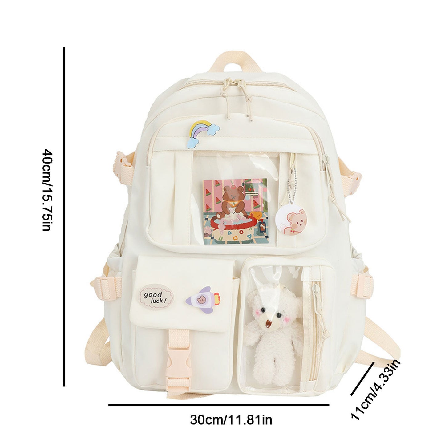 Teens School Backpack Kawaii Cute Bear College Travel Casual Bag for Girls Women