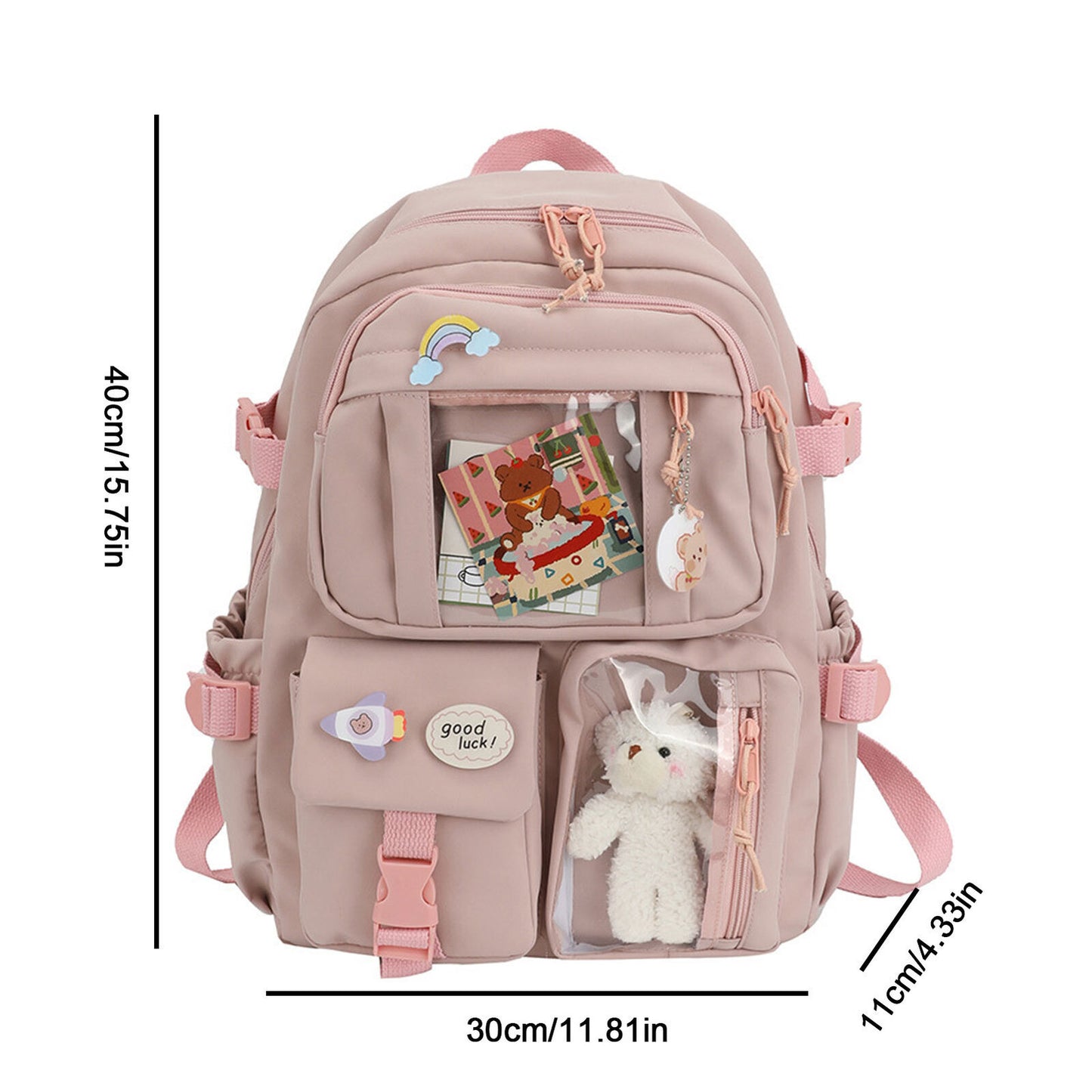 Teens School Backpack Kawaii Cute Bear College Travel Casual Bag for Girls Women