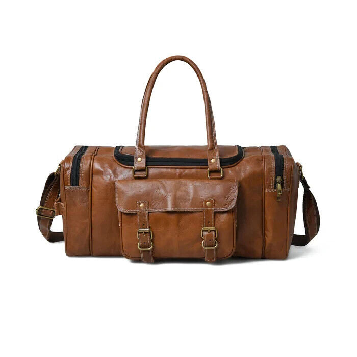 Original Leather Bag Men Duffle Travel Luggage Gym Genuine Overnight Weekend