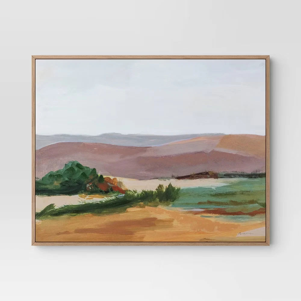 Threshold Colorful Landscape Wall Art Framed 30"x24" Canvas Natural
