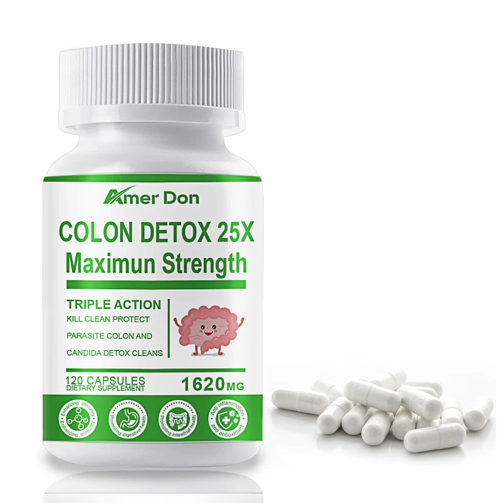 Detox  Colon Liver Gut Cleanse Toxins Energy Boost Weight Loss Capsules  120 ct