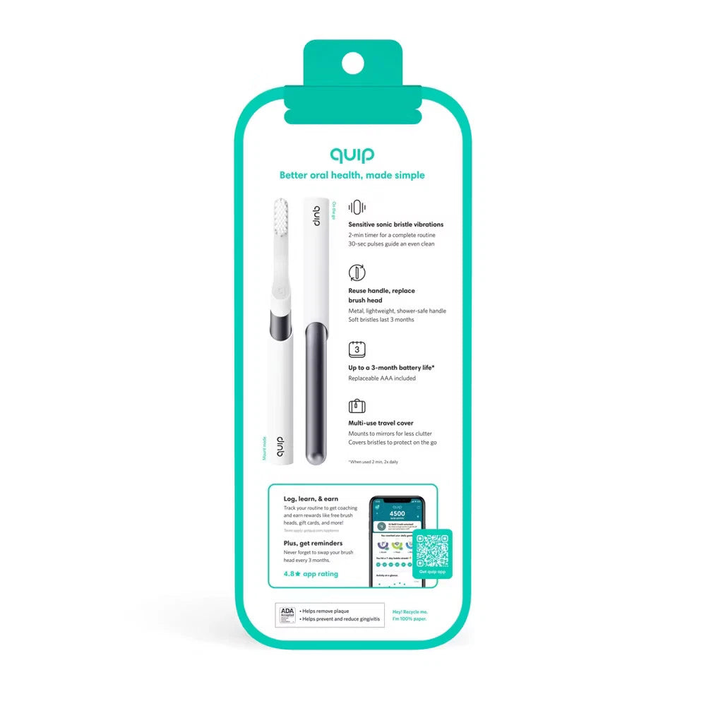 Quip Sonic Electric Metal Toothbrush with Travel Case Slate