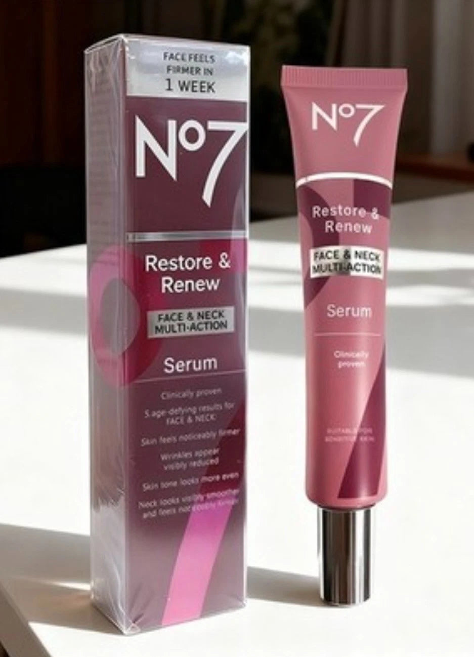 No7 Restore & Renew Face, Neck, Multi Action Serum - 1.69 fl.oz / 50ml