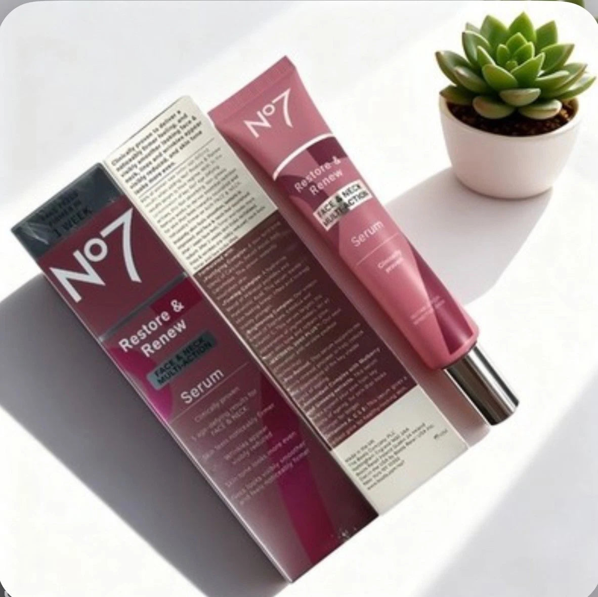 No7 Restore & Renew Face, Neck, Multi Action Serum - 1.69 fl.oz / 50ml