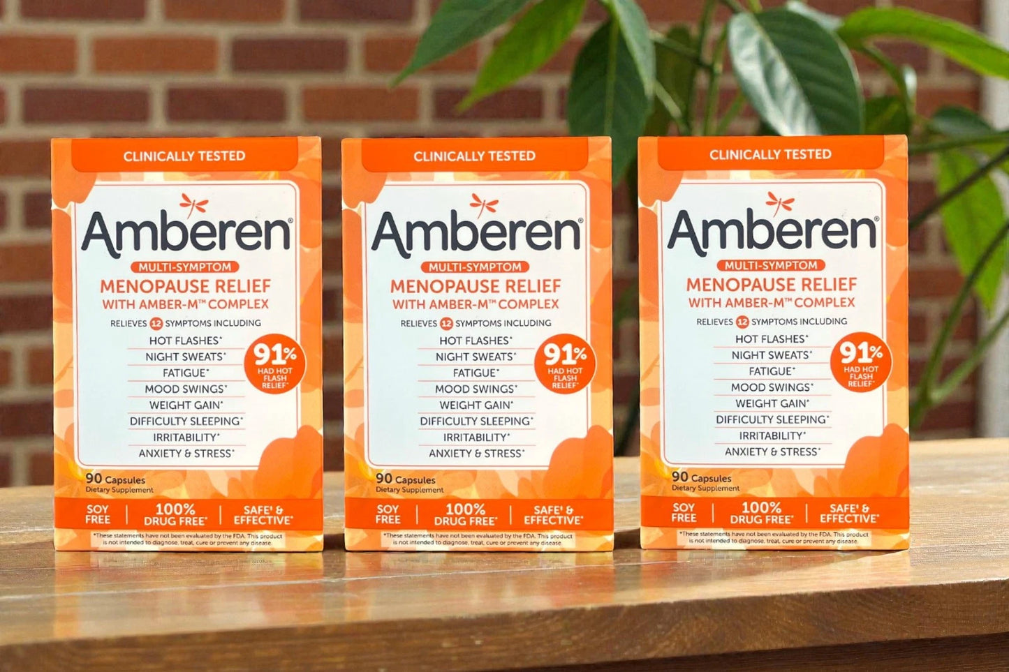 Amberen Multi-Symptom Menopause Support Supplement for Women – Hot Flash & Night Sweat Relief – 60 Capsules