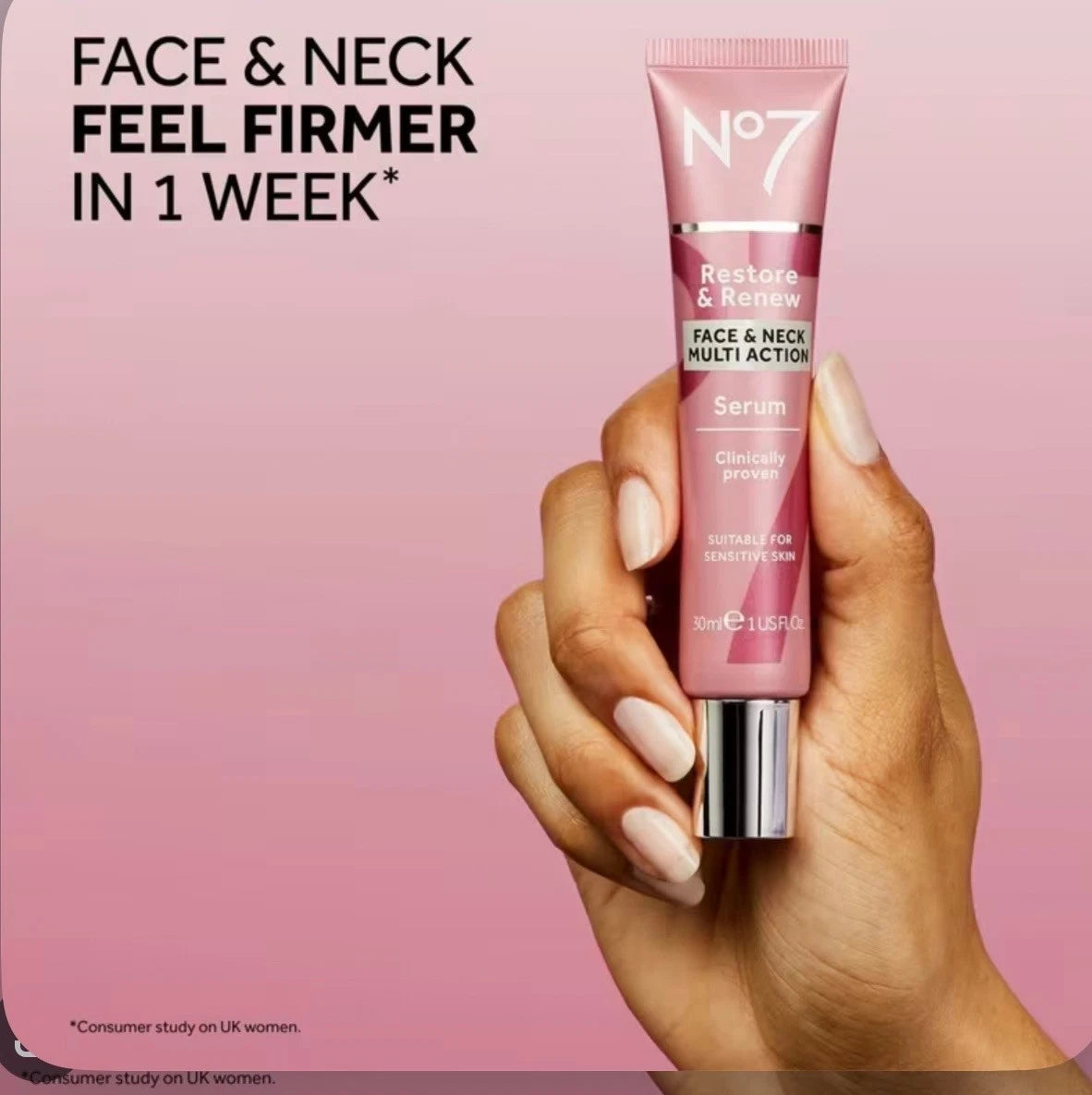 No7 Restore & Renew Face, Neck, Multi Action Serum - 1.69 fl.oz / 50ml