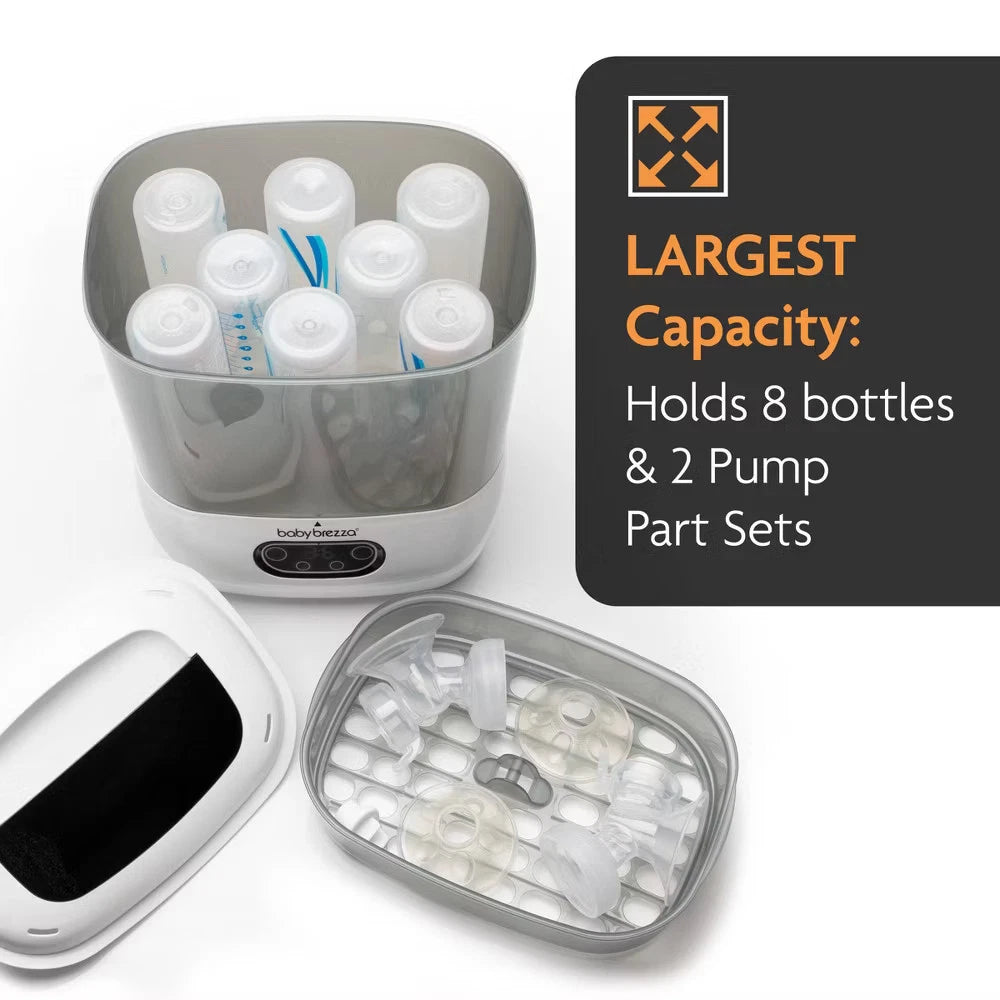 Baby Brezza One Step Advanced Baby Bottle Sterilizer and Dryer – Universal Electric Steam Sanitizer for Bottles, Pacifiers, & Pump Parts (White)