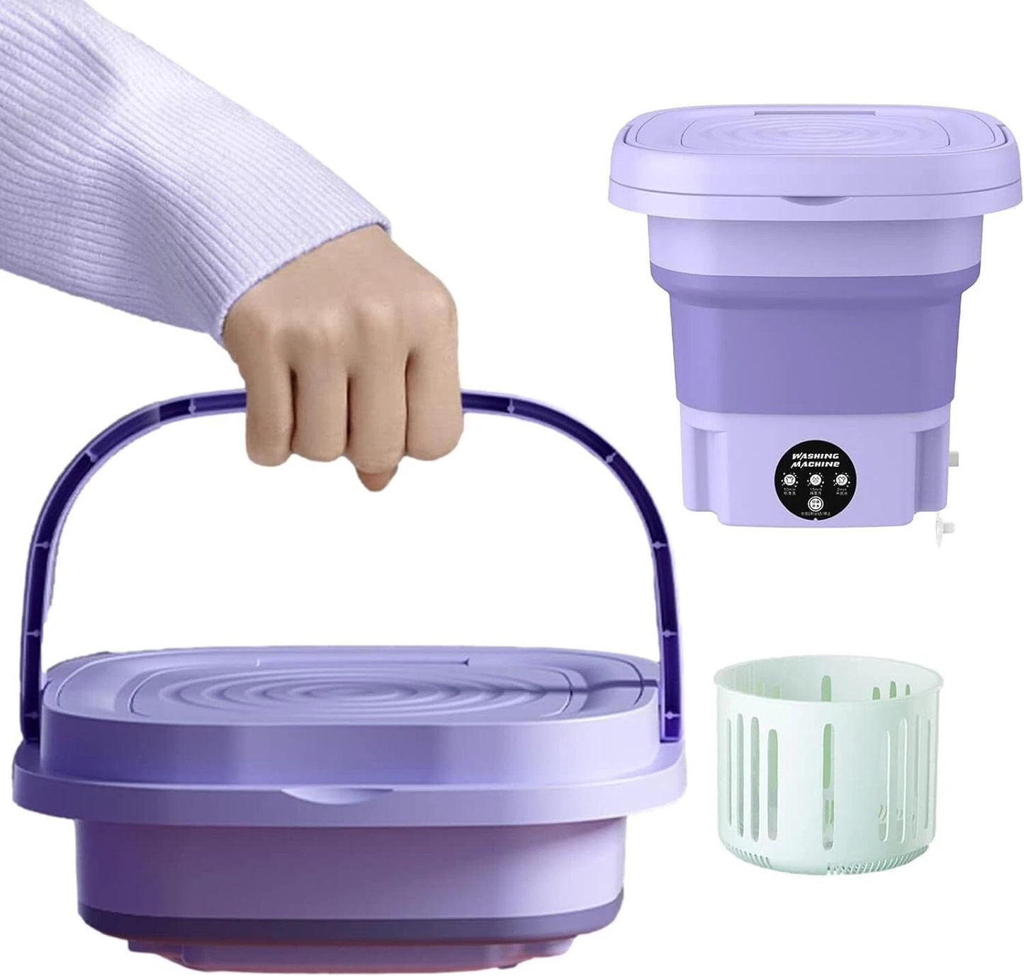 Portable Foldable Mini Washing Machine with Spin Dryer – 8L Compact Travel Washer for Underwear, Baby Clothes & Small Laundry